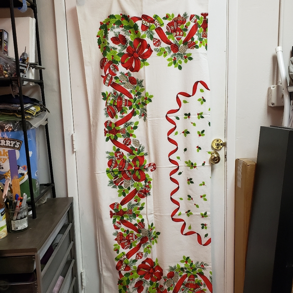 Vintage Holiday-themed tablecloth